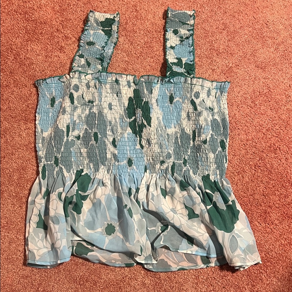 Elegant Floral Smocked Tank Top